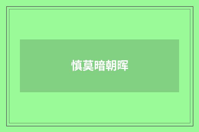 慎莫暗朝晖