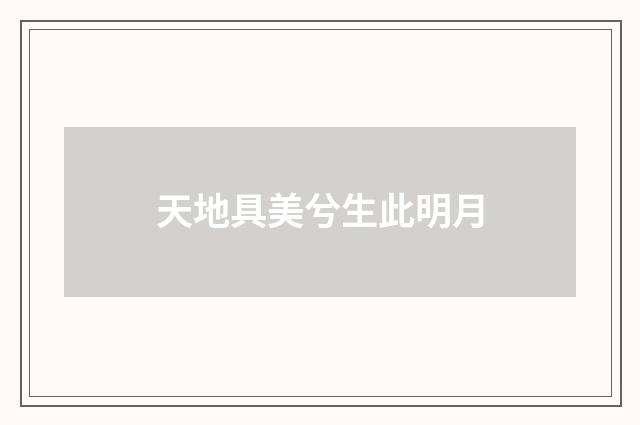 天地具美兮生此明月