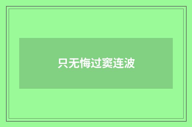 只无悔过窦连波