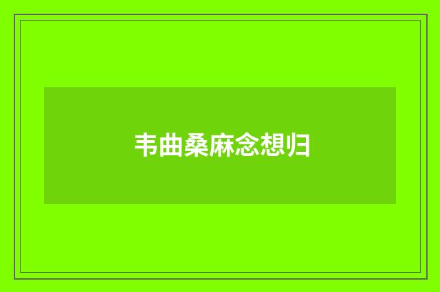 韦曲桑麻念想归