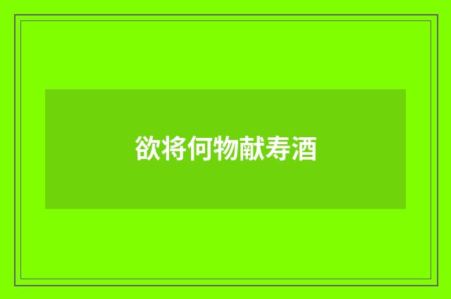 欲将何物献寿酒