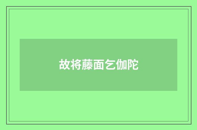故将藤面乞伽陀