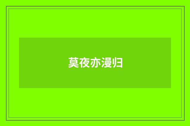 莫夜亦漫归