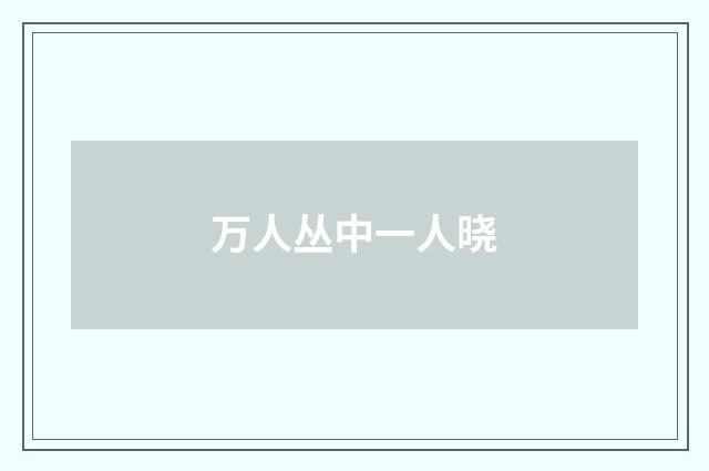 万人丛中一人晓