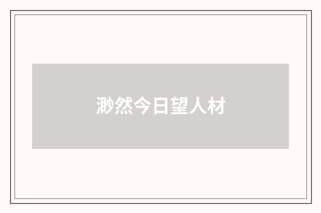 渺然今日望人材