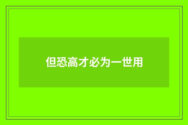 但恐高才必为一世用