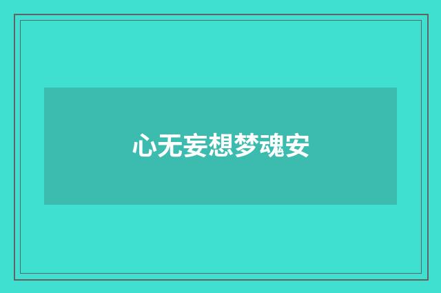 心无妄想梦魂安