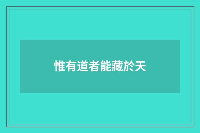 惟有道者能藏於天