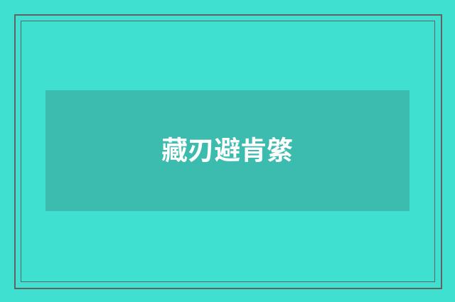 藏刃避肯綮