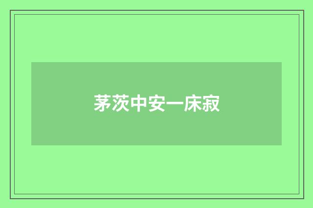 茅茨中安一床寂