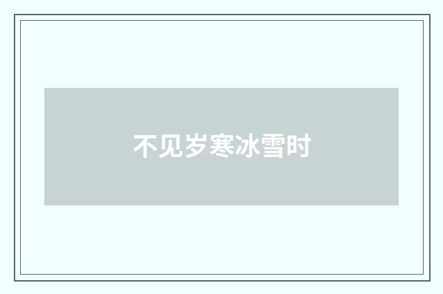 不见岁寒冰雪时