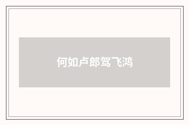 何如卢郎驾飞鸿