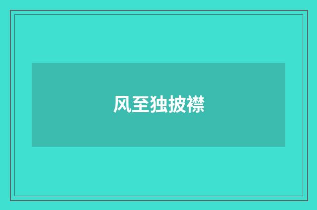 风至独披襟