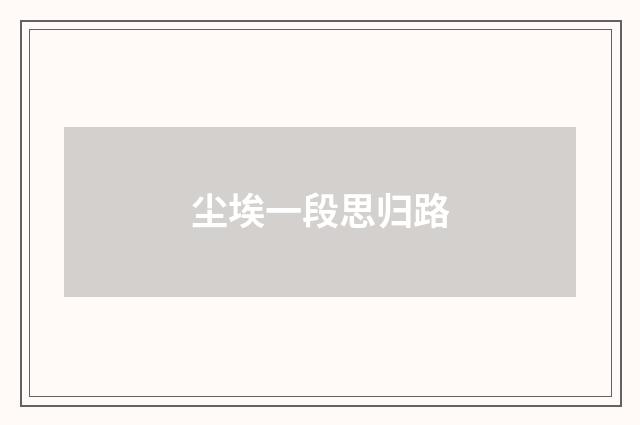 尘埃一段思归路