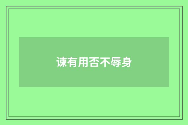谏有用否不辱身