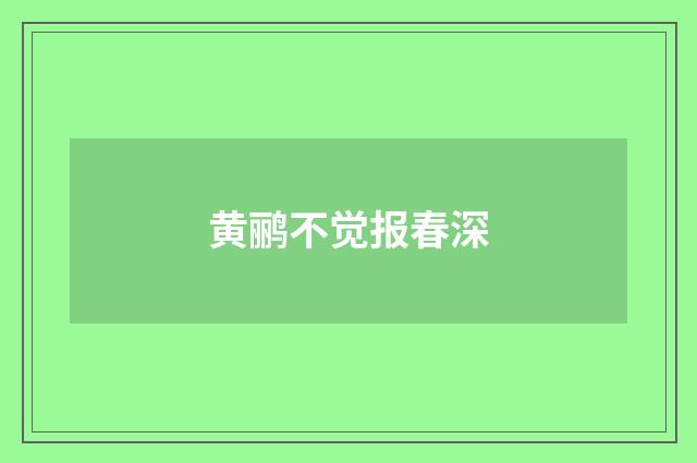 黄鹂不觉报春深
