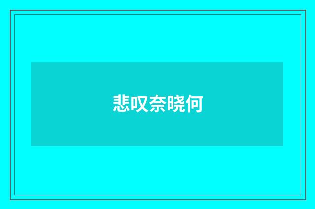 悲叹奈晓何