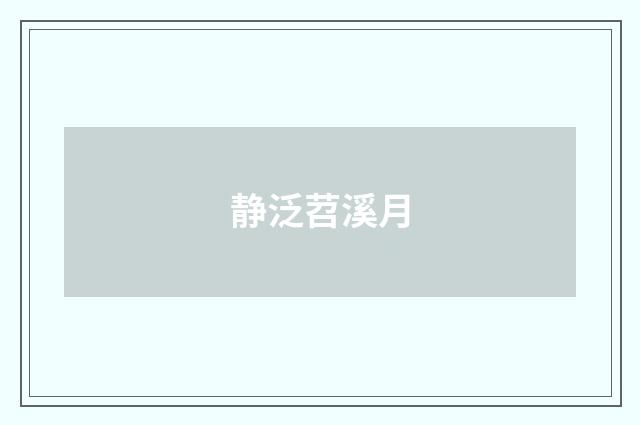 静泛苕溪月