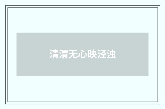 清渭无心映泾浊