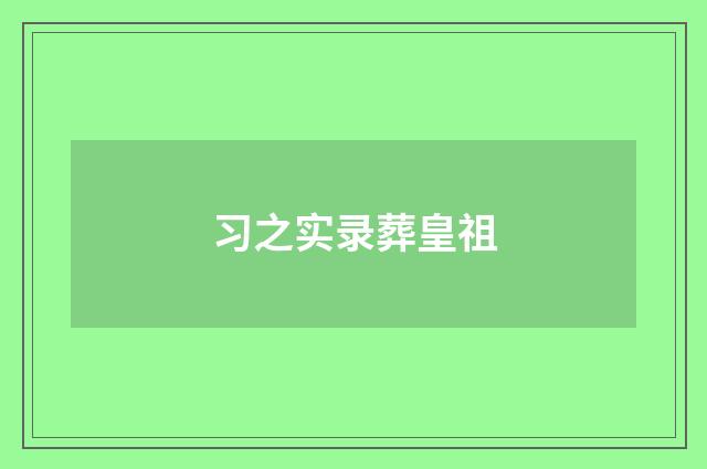 习之实录葬皇祖