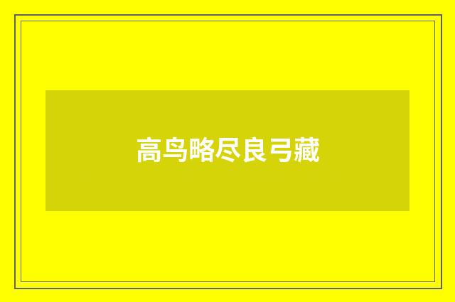 高鸟略尽良弓藏