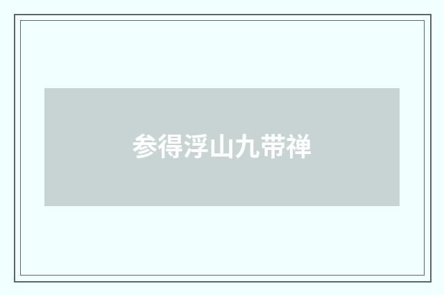 参得浮山九带禅
