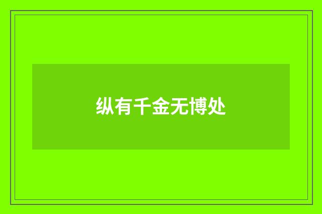 纵有千金无博处