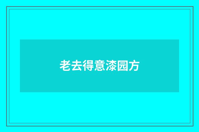 老去得意漆园方