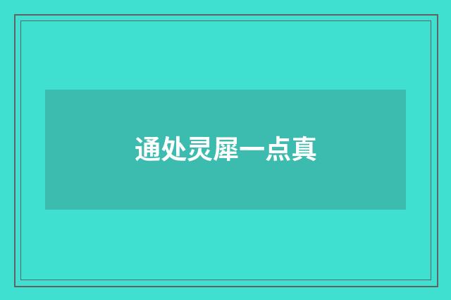 通处灵犀一点真