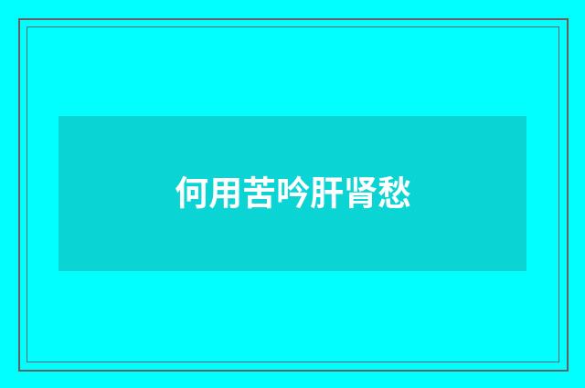 何用苦吟肝肾愁