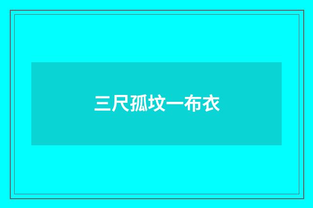 三尺孤坟一布衣