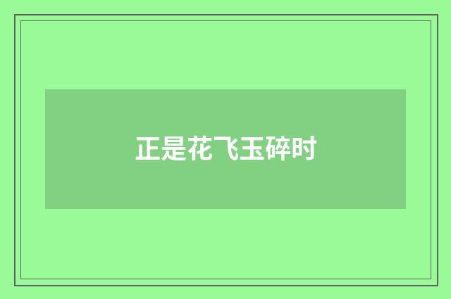 正是花飞玉碎时