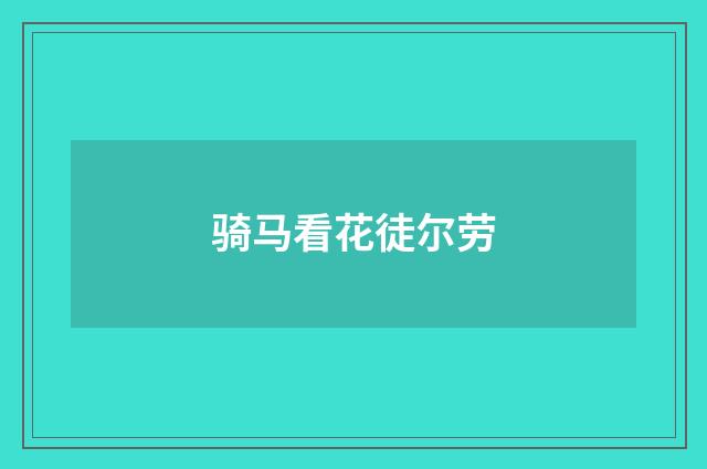 骑马看花徒尔劳