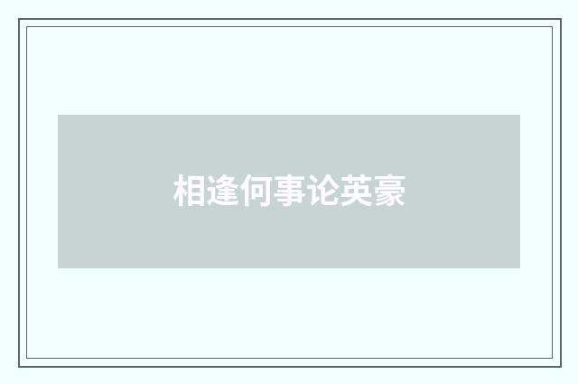 相逢何事论英豪