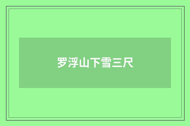 罗浮山下雪三尺