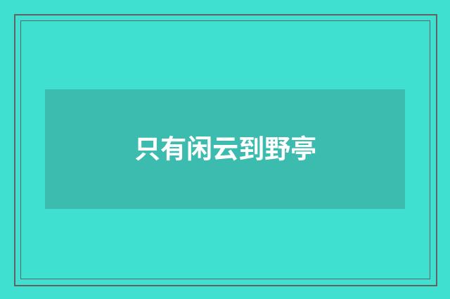 只有闲云到野亭