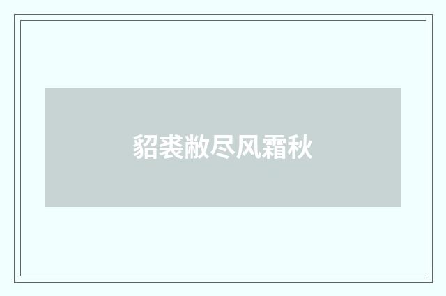 貂裘敝尽风霜秋