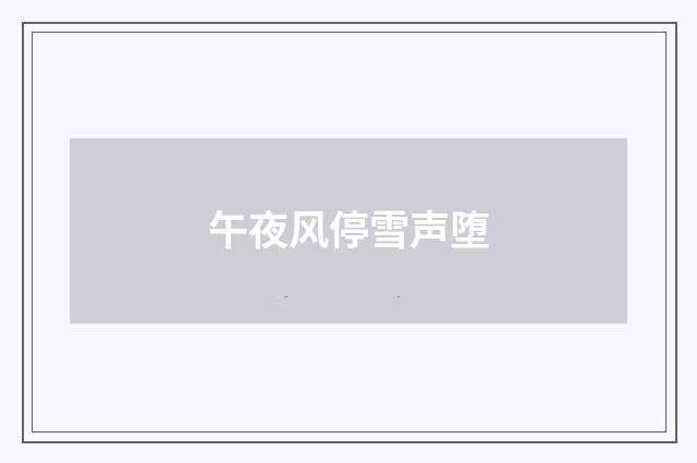 午夜风停雪声堕