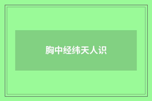 胸中经纬天人识