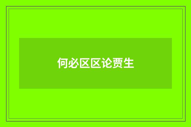 何必区区论贾生