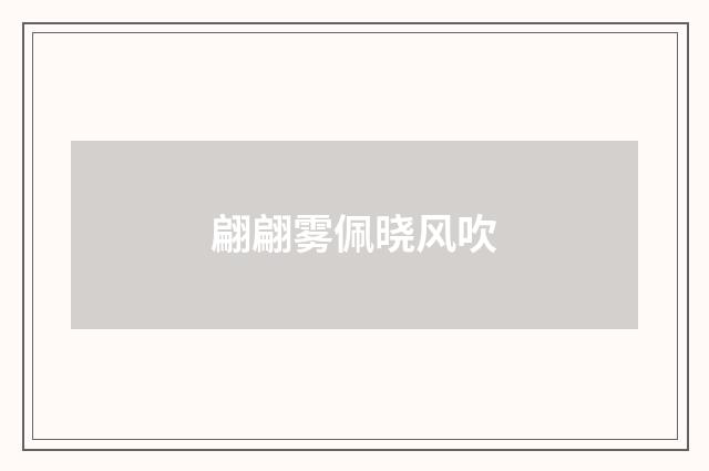 翩翩雾佩晓风吹