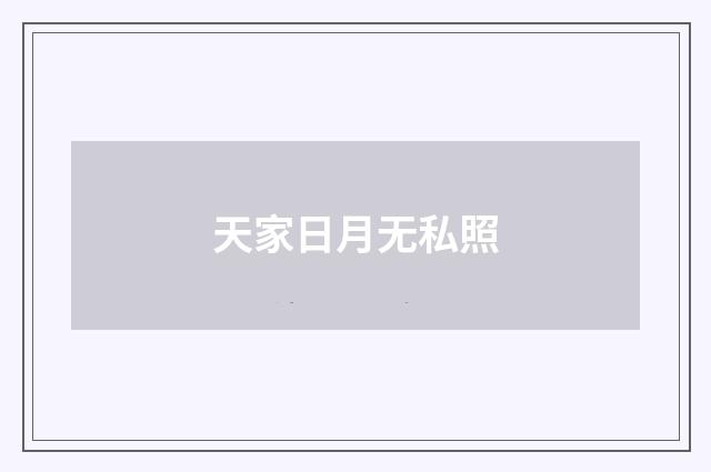 天家日月无私照