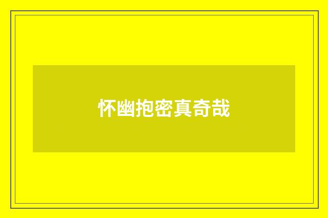 怀幽抱密真奇哉