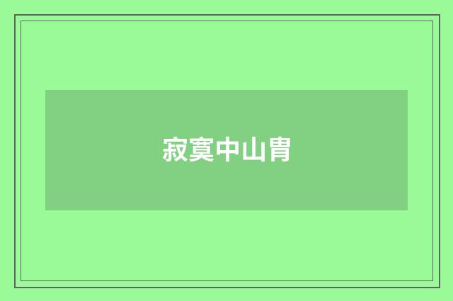 寂寞中山胄
