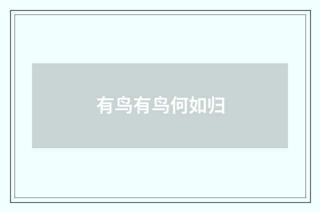 有鸟有鸟何如归