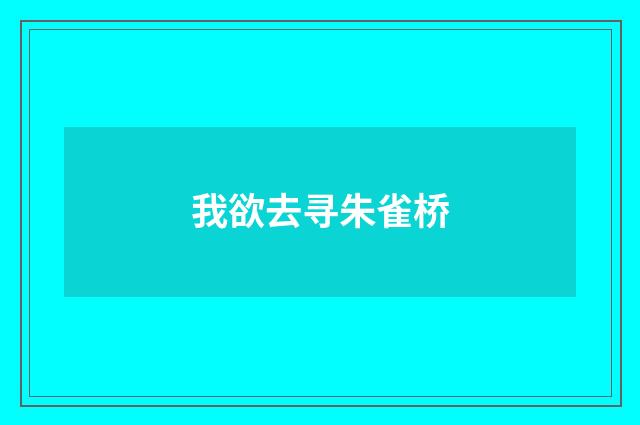 我欲去寻朱雀桥