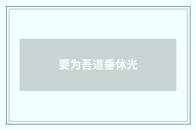 要为吾道垂休光