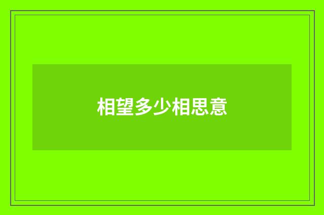 相望多少相思意