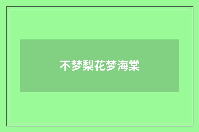 不梦梨花梦海棠