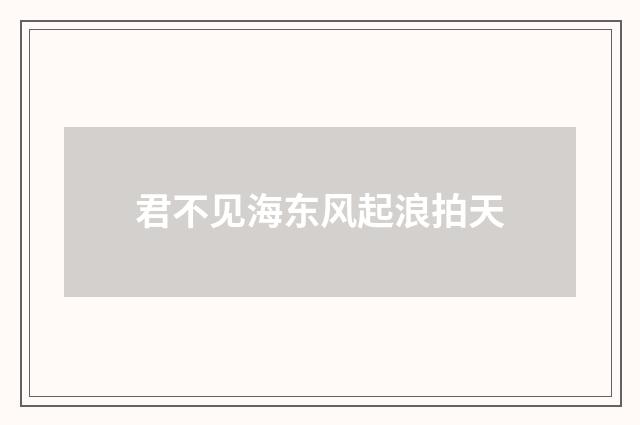 君不见海东风起浪拍天
